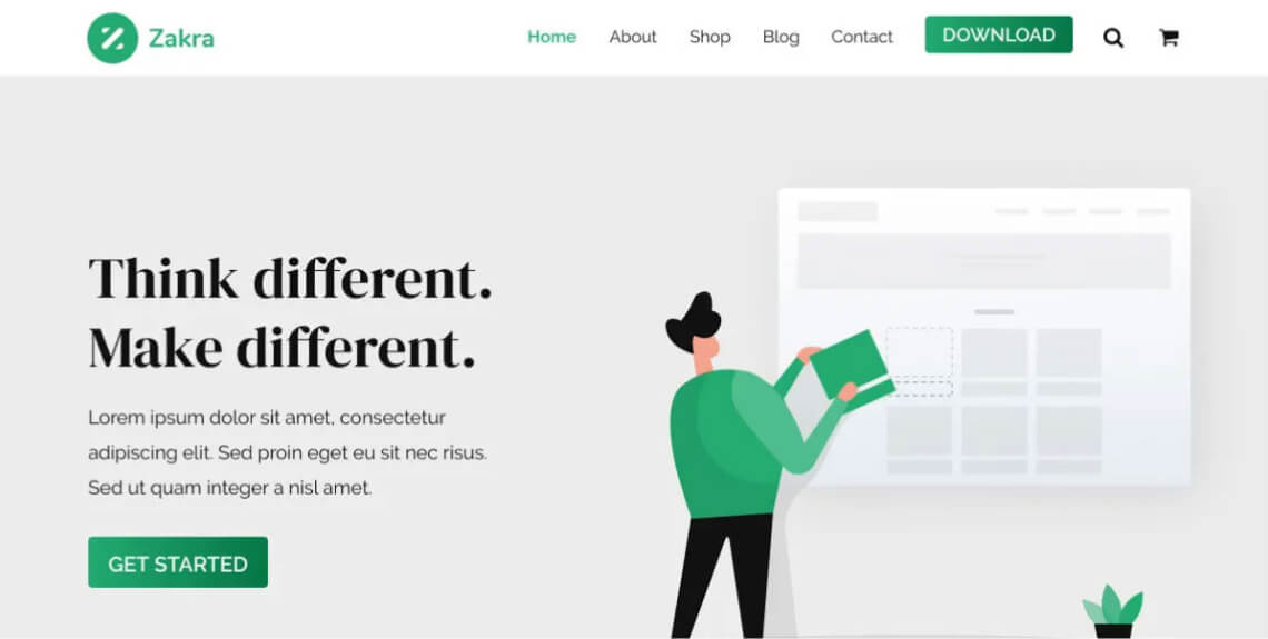 Screenshot of the Zakra theme.